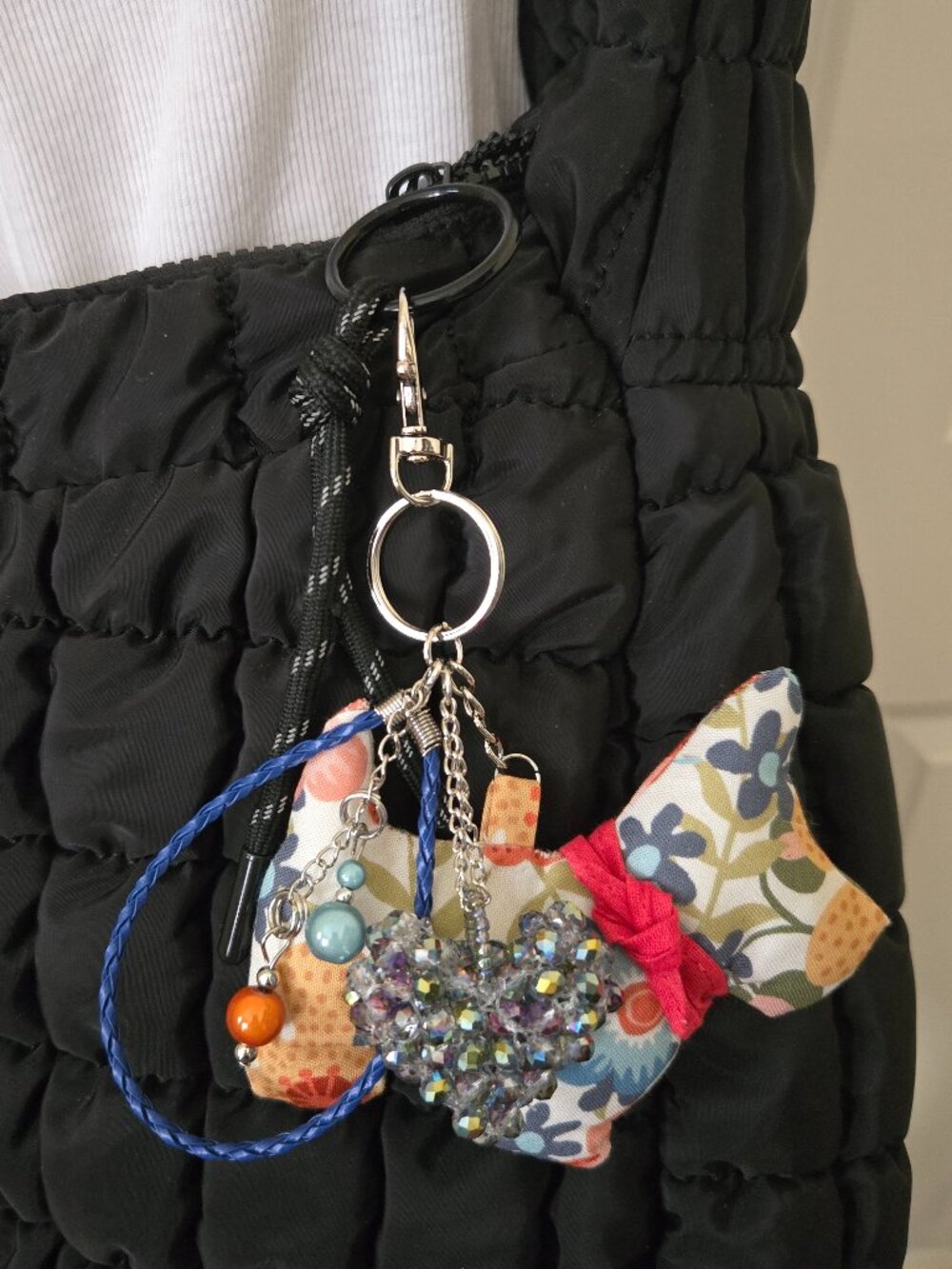 Handmade Scottie Dog Bag Charm & Key Chain 4 1/4" x 3 1/2" Multi Color
